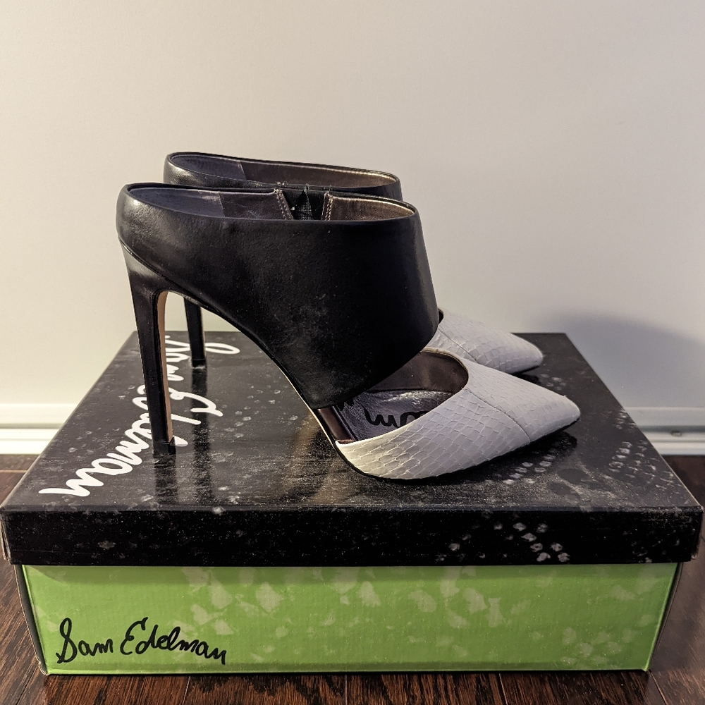 Sam Edelman black and white leather pump - Picture 2 of 5